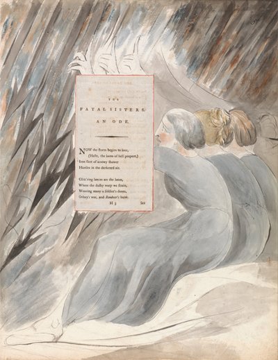 The Poems of Thomas Gray, Design 71, The Fatal Sisters by William Blake